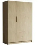 Mirjan24 Kleiderschrank, Eiche, Gold, Kunststoff, 2 Schubladen, Rechteckig,
