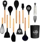 Intirilife K&uuml;chenutensilien-Set, Schwarz, Kunststoff, Kochen, K&uuml;chenhelfer,