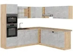 Vicco Eckk&uuml;che, Grau, Honigeiche, Holzwerkstoff, L-Form,Formgebogen,...
