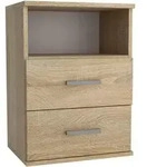 Masseno Nachttisch, Sonoma Eiche, Holzwerkstoff, 2 Schubladen, 48x65.5x35 cm,