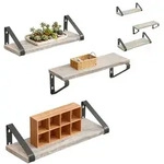 Relaxdays Wandregal, Beige, Holzwerkstoff, Metall, 40x11x12 cm, Wohnzimmer, Regale,
