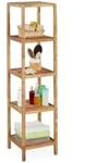 Relaxdays Badregal, Hellbraun, Holz, 36x145x36 cm, Badezimmer, Badezimmerregale,