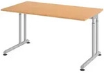b&uuml;m&ouml; Schreibtisch, Buche, Silber, Holzwerkstoff, Nachbildung,Buche,...