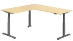 b&uuml;m&ouml; Eckschreibtisch, Ahorn, Graphit, Holzwerkstoff, Nachbildung,Ahorn,...