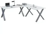 Mid.you Eckschreibtisch, Silber, Wei&szlig;, Holzwerkstoff, rechteckig, X-Form, 190x76x190