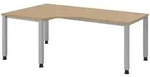 b&uuml;m&ouml; Schreibtisch, Eiche, Silber, Holzwerkstoff, Nachbildung,Eiche, L-Form,