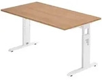 b&uuml;m&ouml; Schreibtisch, Nussbaum, Wei&szlig;, Holzwerkstoff, Nachbildung,Nussbaum,