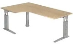 b&uuml;m&ouml; Schreibtisch, Eiche, Silber, Holzwerkstoff, Nachbildung,Eiche,...