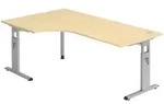 b&uuml;m&ouml; Schreibtisch, Ahorn, Silber, Holzwerkstoff, Nachbildung,Ahorn,...
