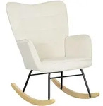 Homcom Schaukelstuhl,, Beige, Textil, Buche, F&uuml;llung: Schaumstoff, 98x101x71 cm,