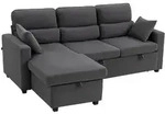 Homcom Bettsofa, Grau, Textil, 3-Sitzer, F&uuml;llung: Polyester, L-Form, 205x135...