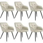 tectake Esszimmerstuhl, Creme, Schwarz, Kunststoff, Pappel, 58x82x62 cm, Esszimmer,