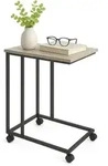 Relaxdays Beistelltisch, Natur, Schwarz, Metall, Holzwerkstoff, Kunststoff,