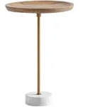 Livetastic Beistelltisch, Eiche, Gold, Holz, Mangoholz, massiv, rund, Sockel,