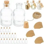 Relaxdays Glasfl&auml;schchen, Transparent, Glas, Naturmaterialien, Wellpappe, 5x9x5 cm,