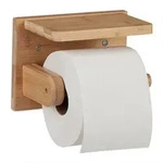 Relaxdays Toilettenpapierhalter, Hellbraun, Holz, 16x12x10 cm, Badaccessoires