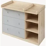 [en.casa] Wickelkommode, Eiche, Grau, Holzwerkstoff, 3 Schubladen, Rechteckig,