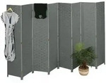Relaxdays Paravent, Grau, Papier, Holz, 320x170x2 cm, Wohnzimmer, Raumteiler &