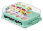 Relaxdays Muffinbox, T&uuml;rkis, Kunststoff, 37.5x16x28.5 cm, Tragegriff, Backen,