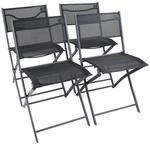 Gardenson Gartenklappstuhl-Set, Schwarz, Metall, Textil, 45x79x46 cm, klappbar,