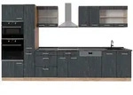 Vicco K&uuml;chenzeile, Schwarz, Honigeiche, Holzwerkstoff, K&uuml;chenblock,Rechteckig,
