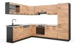 Vicco Eckk&uuml;che, Honigeiche, Anthrazit, Holzwerkstoff, L-Form,Formgebogen,
