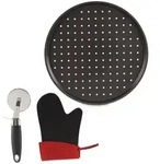 Kinvara Pizza-Set, Anthrazit, Metall, 33x2x33 cm, Backen, Backformen, Backbleche