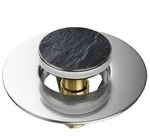 Sanilo Waschbeckenst&ouml;psel, Schwarz, Metall, Grafikmuster, Rund, 6x4x5 cm,