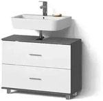Livinity&reg; Waschbeckenunterschrank, Anthrazit, Wei&szlig;, Holzwerkstoff, 3 F&auml;cher,...