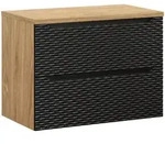 Badplaats Waschbeckenunterschrank, Eiche, Schwarz, Holz, Rechteckig, 80x59x46...