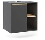 Vicco Waschbeckenunterschrank, Grau, Eiche Artisan, Holzwerkstoff, 2 F&auml;cher,