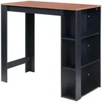 [en.casa] Bartisch, Schwarz, Walnuss, Holzwerkstoff, Rechteckig, 120x105.5x60 cm,