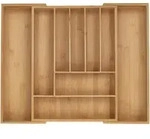 Relaxdays Besteckkasten, Hellbraun, Holz, Kunststoff, Bambus, 9 St&uuml;ck F&auml;cher,