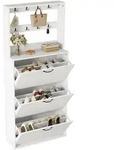 Stilvora Schuhschrank, Wei&szlig;, Metall, Holzwerkstoff, 3 F&auml;cher,