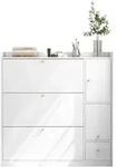 Stilvora Schuhschrank, Wei&szlig;, Metall, Holzwerkstoff, 1 F&auml;cher, 1 Schubladen,