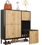 Stilvora Schuhschrank, Schwarz, Natur, Metall, Rechteckig,Rechteckig, eckig,