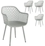 Outsunny Gartenst&uuml;hle, Grau, Metall, 4-Sitzer, 51x84x56 cm, Gartenm&ouml;bel,