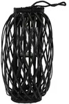 ECD-Germany Laterne, Schwarz, Naturmaterialien, Rattan, Zylindrisch, 28x40x28 cm,