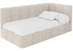 Altdecor Einzelbett, Beige, Textil, Ottomane links,L-Form, 100x200 cm, Kinder- &