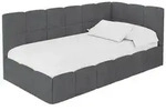 Altdecor Einzelbett, Graphit, Textil, Ottomane links,L-Form, 100x200 cm,...