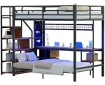 Stilvora Hochbett, Schwarz, Metall, Holzwerkstoff, 140x200 cm, Kinder- &