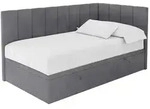 Altdecor Einzelbett, Dunkelgrau, Textil, Ottomane links,L-Form, 90x200 cm,...