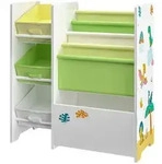 [en.casa] Kinderregal, Wei&szlig;, Gr&uuml;n, Gelb, Holzwerkstoff, Textil, Tiere,...
