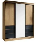 Mirjan24 Schwebet&uuml;renschrank, Eiche, Schwarz, Holzwerkstoff, 6 Schubladen,