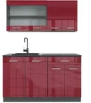 Vicco Singlek&uuml;che, Rot, Anthrazit, Holzwerkstoff, K&uuml;chenblock,Rechteckig,