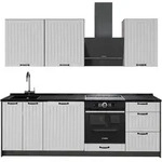 Vicco K&uuml;chenzeile, Wei&szlig;, Anthrazit, Holzwerkstoff, Rechteckig, 230x206.8x60...