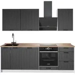 Vicco K&uuml;chenzeile, Dunkelgrau, Wei&szlig;, Holzwerkstoff, Rechteckig, 230x206.8x60...