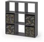 Vicco Raumteiler, Schwarz, Holzwerkstoff, 9 F&auml;cher, Rechteckig, 104x108x29 cm,