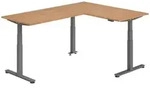 b&uuml;m&ouml; Eckschreibtisch, Nussbaum, Graphit, Holzwerkstoff, Nachbildung,Nussbaum,