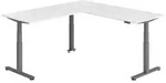 b&uuml;m&ouml; Eckschreibtisch, Wei&szlig;, Graphit, Holzwerkstoff, Nachbildung, Rechteckig,